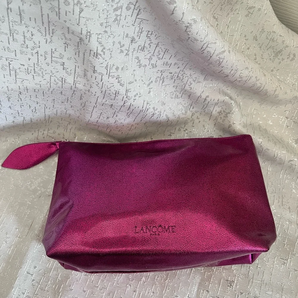 Lancome Paris Sparkling Vibrant Fuchsia Pink Cosmetic Bag Water-Resistant Fabric
